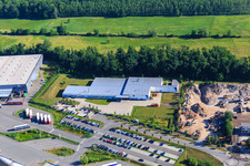 Aerial view of Horst Industrial Estate, Alfa Aesar GmbH in the district Minderslachen in Kandel in the state Rhineland-Palatinate, Germany