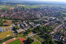 School center with handball hall of the gymnastics and sports club Realschule plus Kandel and Integrated Comprehensive School Kandel in Kandel in the state Rhineland-Palatinate, Germany