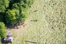 Bird's eye view of Neewiller-près-Lauterbourg in the state Bas-Rhin, France