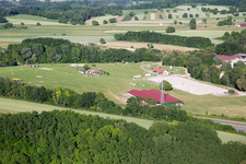 Neewiller-près-Lauterbourg in the state Bas-Rhin, France from a drone