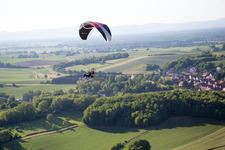 Neewiller-près-Lauterbourg in the state Bas-Rhin, France seen from a drone