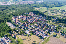 Aerial view of Village view in Schaffhouse-près-Seltz in the state Bas-Rhin, France