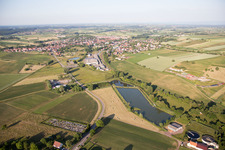 Soultz-sous-Forêts in the state Bas-Rhin, France seen from a drone