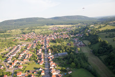 Lembach in the state Bas-Rhin, France from the drone perspective