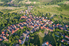 Village - view on the edge of agricultural fields and farmland in Wingen in Grand Est, France