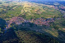Wine-growing town on the edge of the Haardt from the west in the district Rechtenbach in Schweigen-Rechtenbach in the state Rhineland-Palatinate, Germany