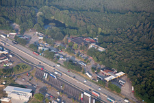 Motorway service area on the edge of the course of BAB highway A5 in Forst in the state Baden-Wurttemberg