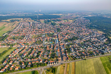 From the east in the district Wiesental in Waghäusel in the state Baden-Wuerttemberg, Germany