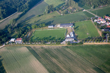 Aerial view of TuS 1914 eV sports field in the district Mechtersheim in Römerberg in the state Rhineland-Palatinate, Germany