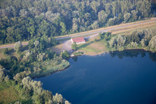 Aerial view of Fishing club Lingenfeld in Lingenfeld in the state Rhineland-Palatinate, Germany