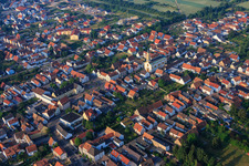Aerial view of Kautzengasse in Lingenfeld in the state Rhineland-Palatinate, Germany