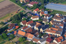 Aerial view of Mühlgasse in Zeiskam in the state Rhineland-Palatinate, Germany