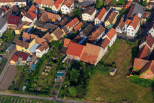 Bird's eye view of Pfalzstr in Zeiskam in the state Rhineland-Palatinate, Germany