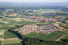 Drone image of District Hardtwald in Neupotz in the state Rhineland-Palatinate, Germany