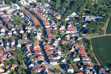 Aerial view of Leopoldstr in the district Leopoldshafen in Eggenstein-Leopoldshafen in the state Baden-Wuerttemberg, Germany