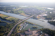 Marina at the Rhine Bridge in the district Knielingen in Karlsruhe in the state Baden-Wuerttemberg, Germany