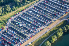 New trucks at the delivery parking of Daimler Truck facilities Woerth in Woerth am Rhein in the state Rhineland-Palatinate