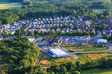 EDEKA Burger in the Lauterburger Straße commercial area in Kandel in the state Rhineland-Palatinate, Germany from above