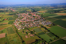 Village overview from the east in Minfeld in the state Rhineland-Palatinate, Germany