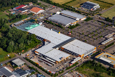 Building of the construction market of Hornbach Zentrale in the district Industriegebiet Bornheim in Bornheim in the state Rhineland-Palatinate