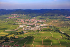 Aerial view of City overview from the east in Edenkoben in the state Rhineland-Palatinate, Germany