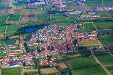 Village overview from the east in Kirrweiler in the state Rhineland-Palatinate, Germany