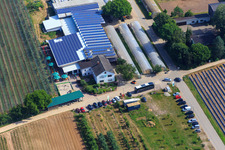 Zapf Farm Market in Kandel in the state Rhineland-Palatinate, Germany from above