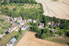 Oblique view of Cave flats at the Loir in Lunay in Centre-Val de Loire, France