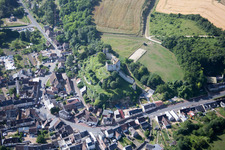 Montoire-sur-le-Loir in the state Loir et Cher, France seen from a drone