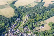 Aerial view of Castle of Schloss Chateau de Lavardin in Lavardin in Centre-Val de Loire, France