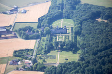 Aerial view of Château du Plessis-Fortia sci in Huisseau-en-Beauce in the state Loir et Cher, France