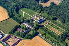 Château du Plessis-Fortia sci in Huisseau-en-Beauce in the state Loir et Cher, France from above