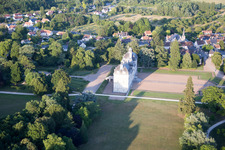 Castle Cheverny - Chateau de Cheverny in Cheverny in Centre-Val de Loire, France seen from above