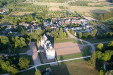 Castle Cheverny - Chateau de Cheverny in Cheverny in Centre-Val de Loire, France viewn from the air