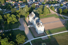 Drone recording of Castle Cheverny - Chateau de Cheverny in Cheverny in Centre-Val de Loire, France
