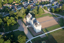Drone image of Castle Cheverny - Chateau de Cheverny in Cheverny in Centre-Val de Loire, France