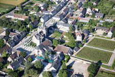 Aerial view of Building complex in the park of the castle Chateau Talcy in Talcy in Centre-Val de Loire, France