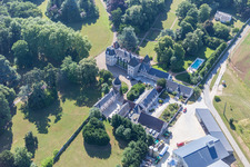 Buildings and parks at the mansion of the farmhouse in Landes-le-Gaulois in Centre-Val de Loire, France