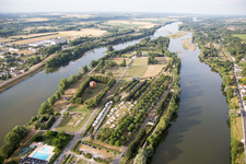 Island on the banks of the river course of Loire in Amboise in Centre-Val de Loire, France
