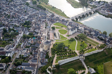 Castle of Schloss Chateau Royal d'Amboise in Amboise in Centre-Val de Loire, France out of the air