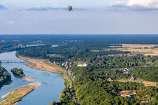 Hot-Air balloon overt the Loire river and the Castle of Chaumont in Chaumont-sur-Loire in Centre-Val de Loire, France