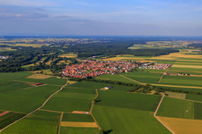 Aerial view of Village view from the southwest in Steinweiler in the state Rhineland-Palatinate, Germany