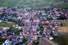 Aerial view of Village - view on the edge of wine yards in Hainfeld in the state Rhineland-Palatinate, Germany