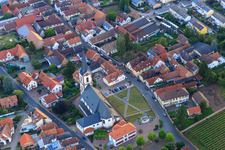 Oblique view of Catholic Church of St. Peter and Paul in Edesheim in the state Rhineland-Palatinate, Germany