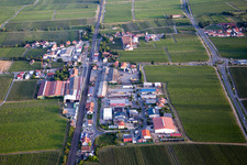 Industrial and commercial area with Flaschengrosshandlung Wittmer GmbH & Co.KG in the district Bordmuehle in Kirrweiler (Pfalz) in the state Rhineland-Palatinate, Germany
