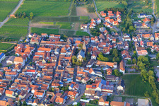 Aerial view of Village center from the west in Kirrweiler in the state Rhineland-Palatinate, Germany