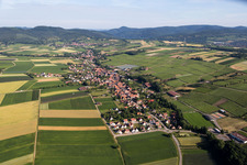Village - view on the edge of agricultural fields and farmland in Steinseltz in Grand Est, France