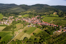 Village - view on the edge of agricultural fields and farmland in Rott in Grand Est, France