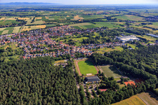 Aerial photograpy of TuS 1908 Schaidt stadium and sports hall in the district Schaidt in Wörth am Rhein in the state Rhineland-Palatinate, Germany