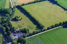Bird's eye view of Paddock of Trakehner-Friedrich in Minfeld in the state Rhineland-Palatinate, Germany